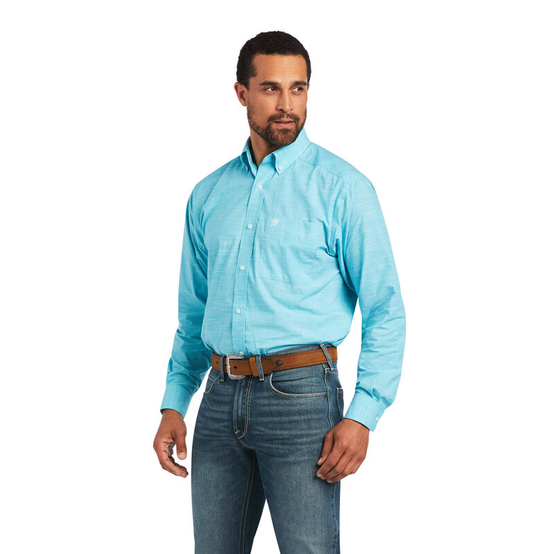 Ariat Hemden Herren - Solid Slub Classic Fit Blau ( ORHXY-7930 )